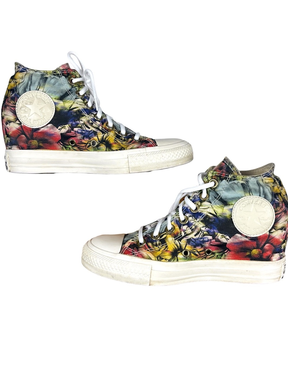 Converse Chuck Taylor All Star Lux Hi Floral Hidden Wedge Sneakers 7 - Picture 8 of 15